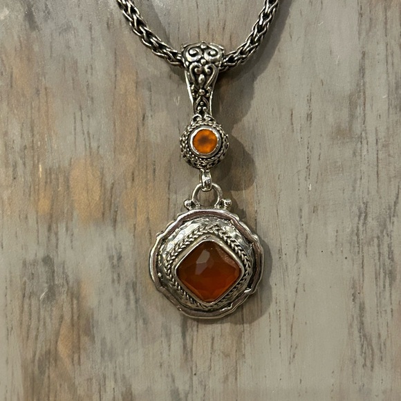 Sarda Orange Carnelian Sterling 925 Pendant & Bracelet Set - Picture 2 of 10